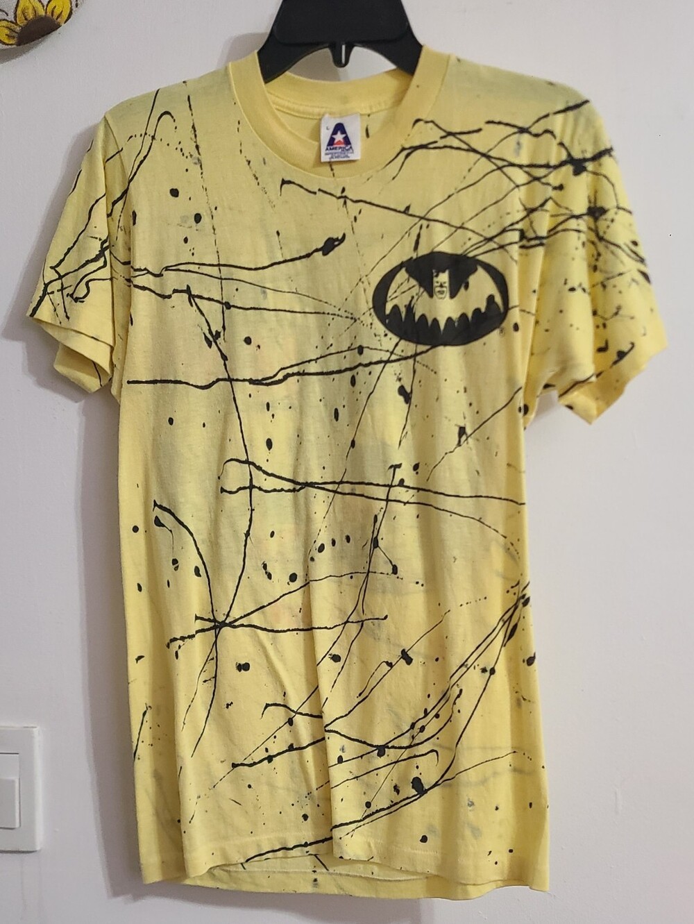 Vintage 1989 Batman Comic Splatter T-Shirt Single Stitch Made in USA DC Comics